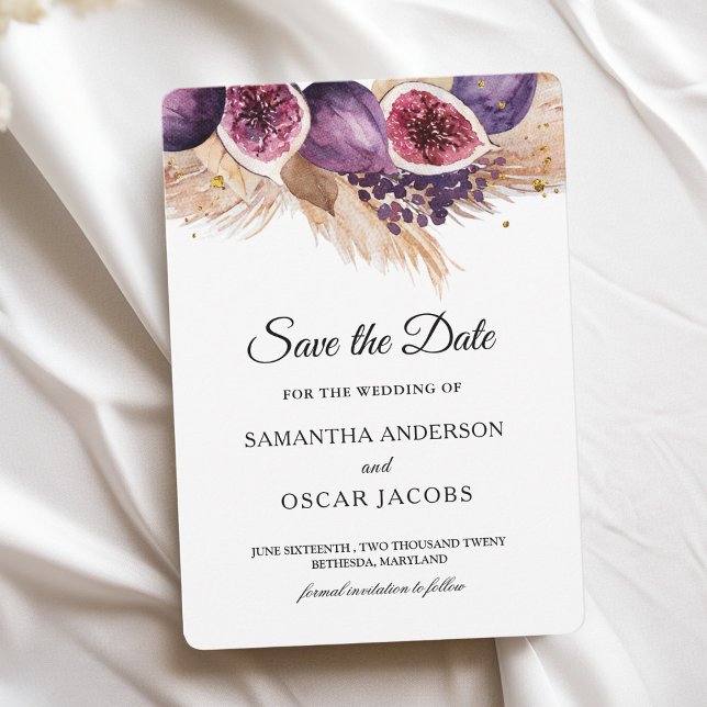 Save The Date Trendy Beauty Figs violets & Pampas (Créateur téléchargé)