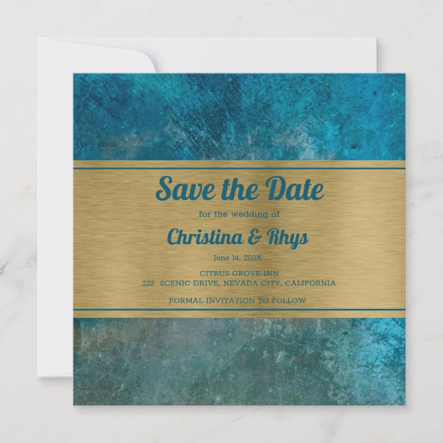 Save The Date Trendy en bleu Enregistrer la date (Devant)
