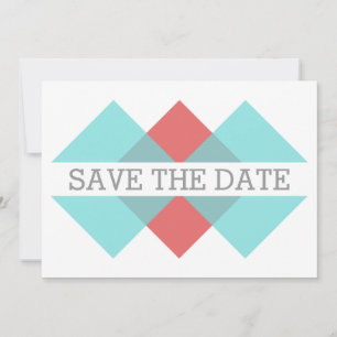 Save The Date Triade géométrique rouge turquoise Enregistrer l'I