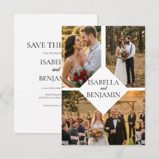 Save The Date Trio d'images minimaliste blanc Enregistrer la dat