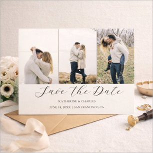Save The Date Trio Élégant   Multi Photo