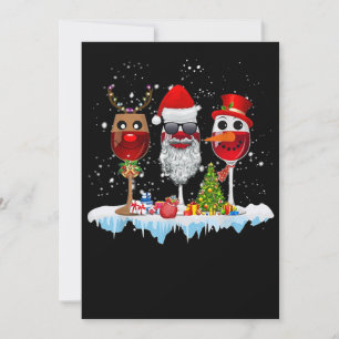 Save The Date Trois Lunettes De Vin Feux De Noël Santa Hat x