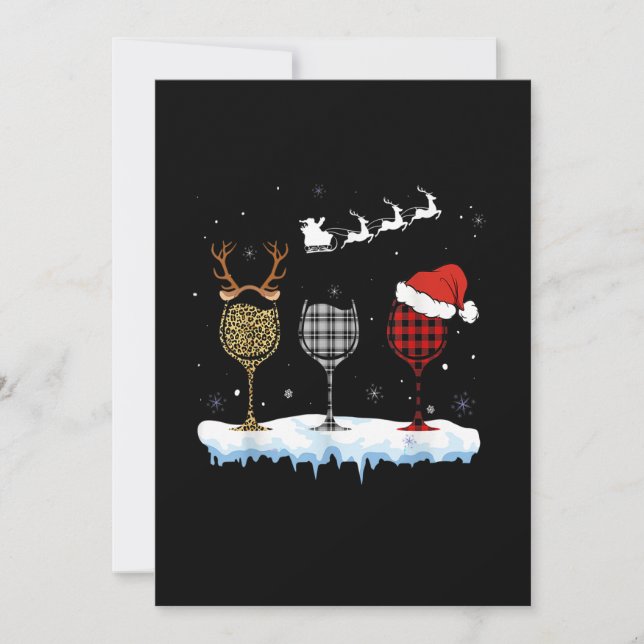 Save The Date Trois Verre De Vin Rouge Xmas Nurse Buffalo Plaid  (Devant)