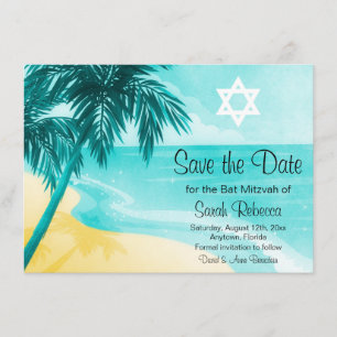 Save The Date Tropical Beach Bat mitzvah Enregistrer la date
