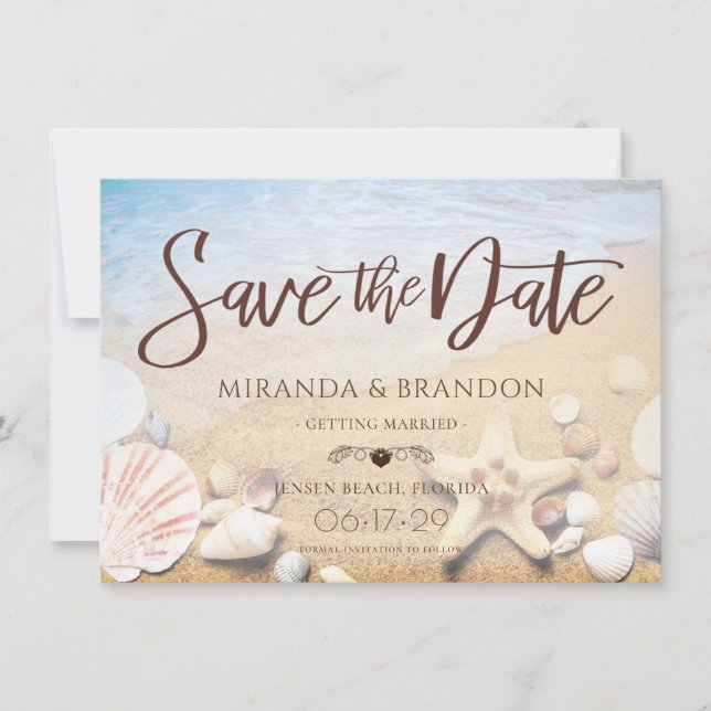 Save The Date Tropical Beach Wedding Starfish Enregistrer la car (Devant)