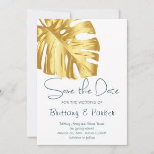 Save The Date Tropical Floral Gold Mariage