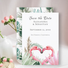 Save the Date Tropical Pink Flamingo Wedding