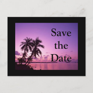 Save the Date tropisch Lila Ankündigungspostkarte