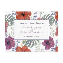 Save the Date tropischer Blume Hibiskus