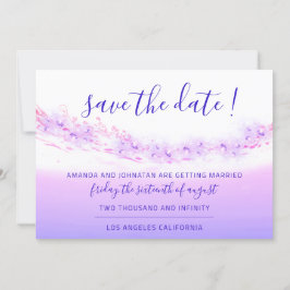 Save the Date Tropischer Ozean Rosa Wellen Kobalt