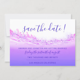 Save the Date Tropischer Ozean Rosa Wellen Kobalt