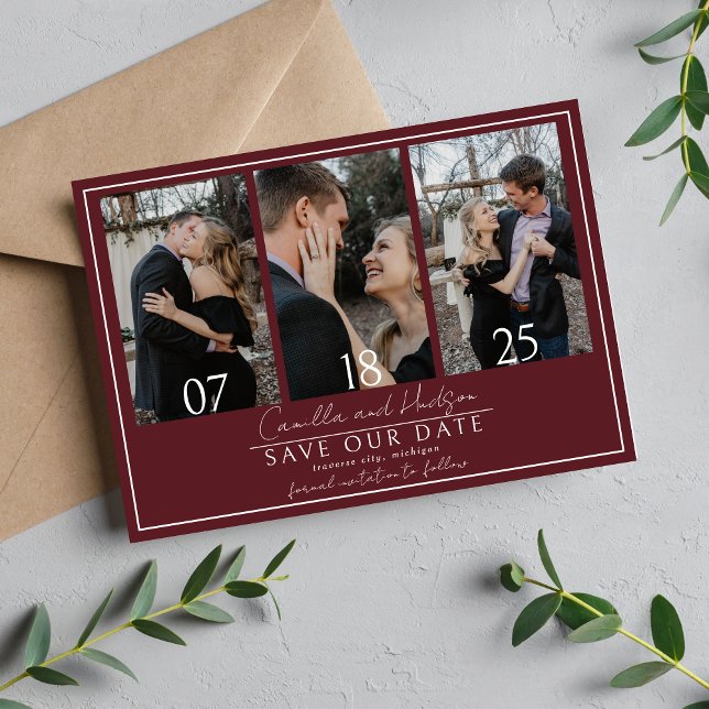 Save The Date True Simplicity 4 | Deep Burgundy | Wedding (Créateur téléchargé)