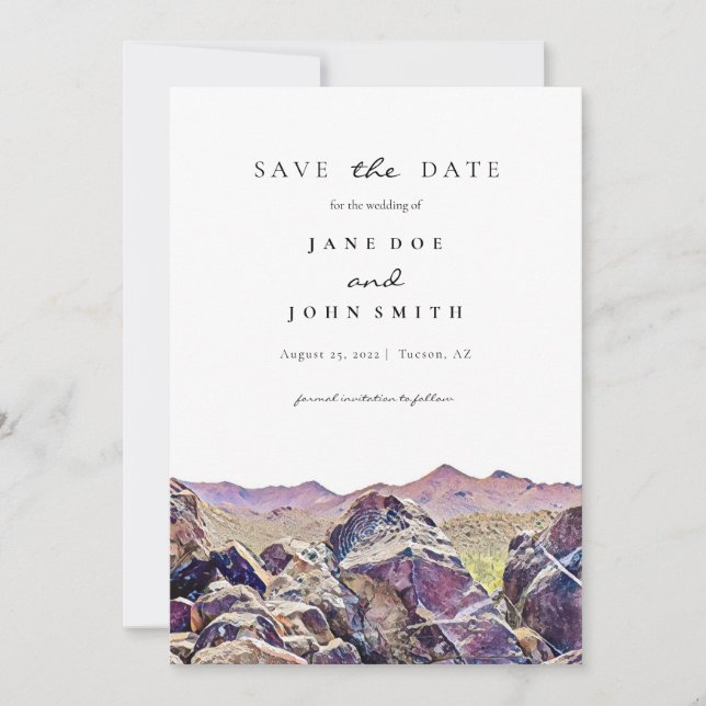 Save The Date Tucson Arizona Desert Mountain Enregistrer La Date (Devant)