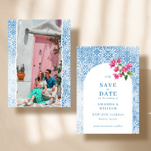 Save The Date tuile méditerranéenne motif photo Mariage