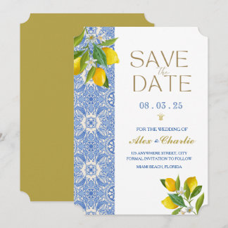 Save The Date Tuiles et citrons méditerranéens pour Sauvegarder 