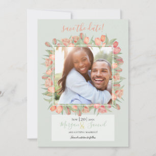 Save The Date Tulipes à ressort rose et menthe
