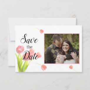 Save The Date Tulipes roses tendres