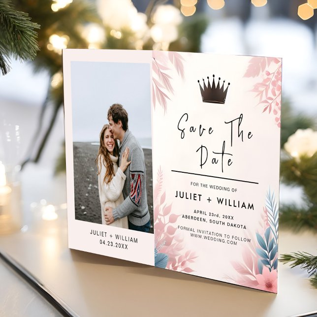 Save The Date Tulle Regal Royal Glam Blush Mariage rose (Créateur téléchargé)