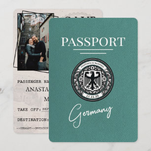 Save The Date Turquoise Allemagne Passeport Enregistrer La Date