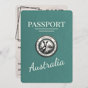 Save The Date Turquoise Australie Passeport Enregistrer La Date