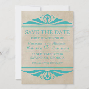 Save The Date Turquoise Élégant Déco Enregistrer l'Invitation de