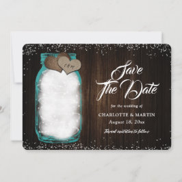 Save The Date Turquoise Rustique Mason Jar String Lumières Maria