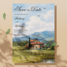 Save The Date Tuscany Countryside Vineyard Wedding