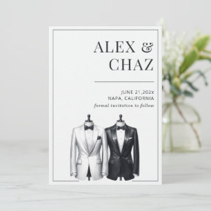 Save The Date Tuxedo noir et blanc Enregistrer la date
