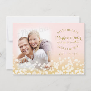 Save The Date Twinkle Lights or et rose Enregistrer la date