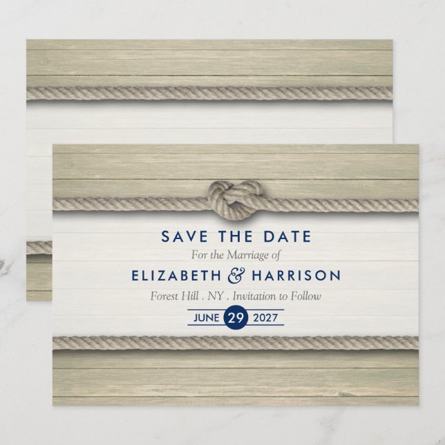 Save The Date Tying The Knot Rustic Beach Wedding Enregistrer La (Devant / Derrière)