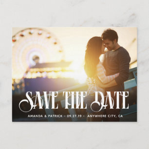 Save the Date Typografie Moderne Hochzeit des Foto Ankündigungspostkarte