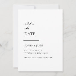 Save The Date Typographie Blanche Simple Moderne Enregistrer La