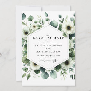 Save The Date Typographie Chic Eucalyptus Mariage numérique