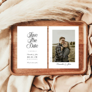 Save The Date Typographie Chic Moderne Photo Noir et Blanc