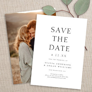 Save The Date Typographie Chic Simple Mariage Photo Enregistrer 