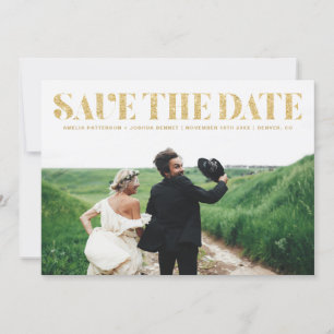 Save The Date Typographie de la Parties scintillant d'or Faux Ph