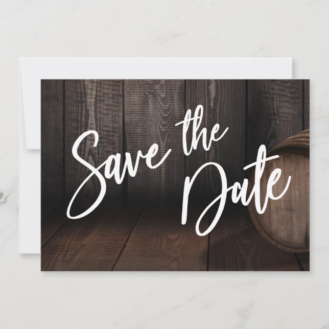 Save The Date Typographie Décontractée audacieuse sur tonneau en (Devant)
