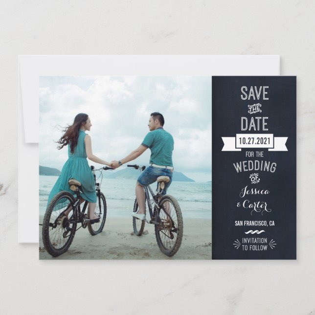 Save The Date Typographie du tableau rustique Photographie Enreg (Devant)