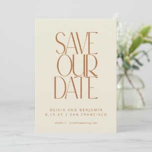 Save The Date Typographie élégante brûlée rouille milieu du sièc