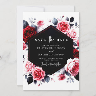 Save The Date Typographie florale Crimson Mariage rouge
