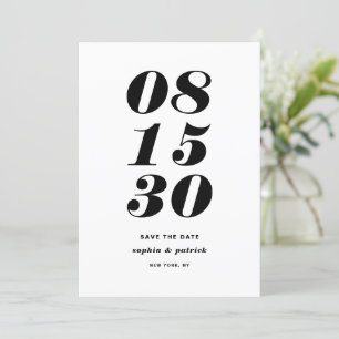 Save The Date Typographie Gras Italique Noir et Blanc