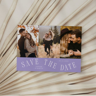Save The Date Typographie incurvée Multi Photo Lilas