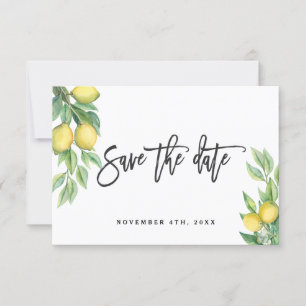 Save The Date Typographie Mariage de citron aquarelle moderne