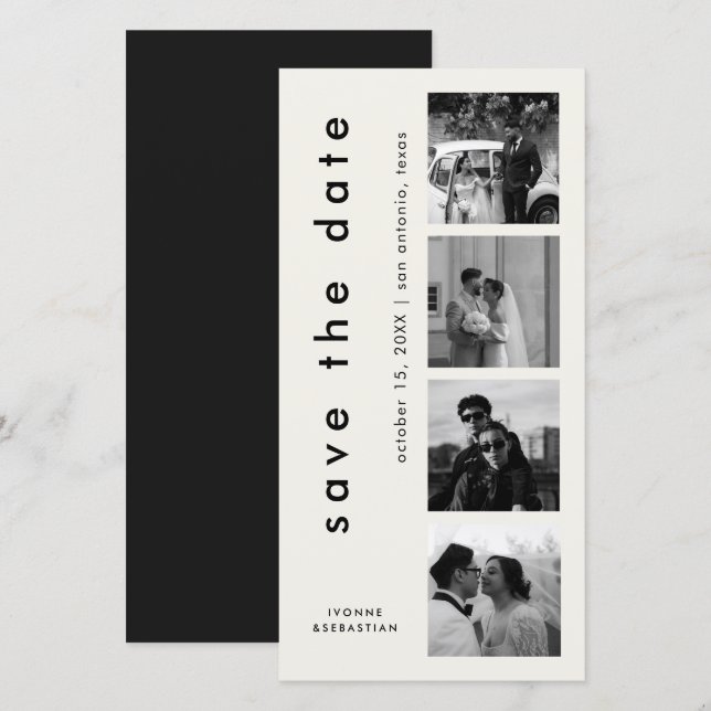Save The Date Typographie minimale Signet photo Mariage élégant (Devant / Derrière)