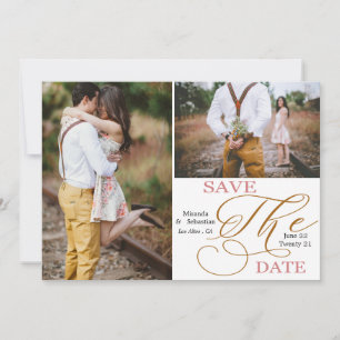 Save The Date Typographie minimaliste double photo