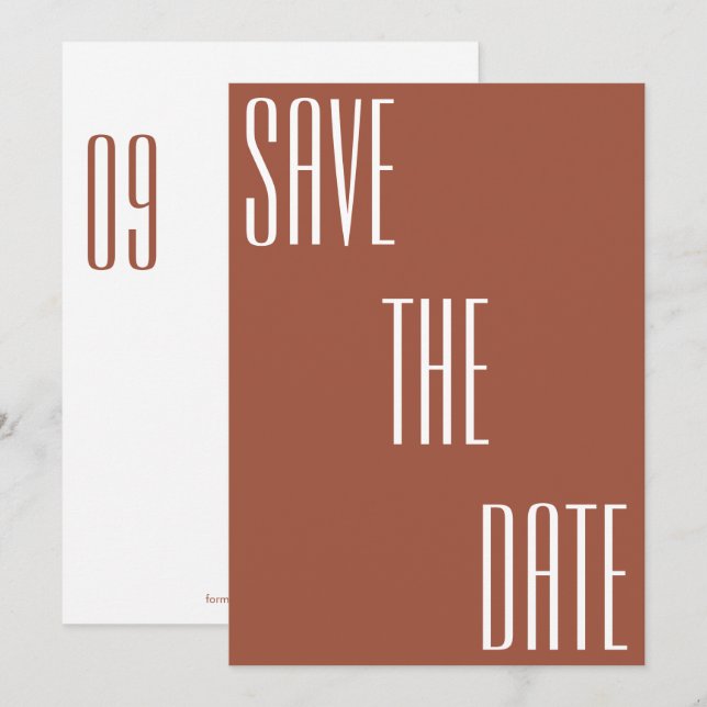 Save The Date Typographie minimaliste moderne Gras Mariage en te (Devant / Derrière)