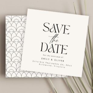 Save The Date Typographie moderne audacieuse crème mariage noir 