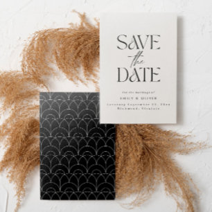 Save The Date Typographie moderne audacieuse crème mariage noir 