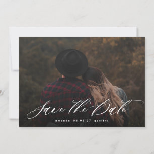 Save The Date Typographie moderne Calligraphie blanc superpositi