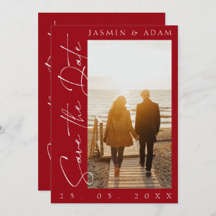 Save The Date Typographie moderne Crimson Rouge Script Mariage p